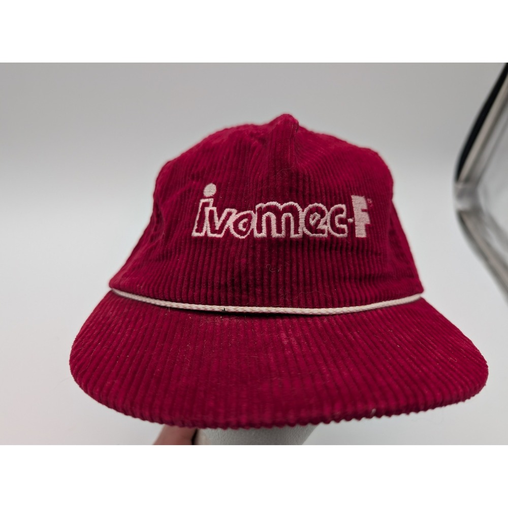 Vintage Ivomec-F Burgundy Corduroy Rope Hat Snapback Cap Creative Marketing